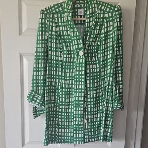 CAbi Circuit  Green and White Patterned trench
